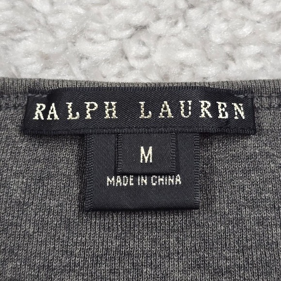 Ralph Lauren Black Label Womens Pullover Top Medium Grey Stretch Knit Minimalist - Picture 4 of 12